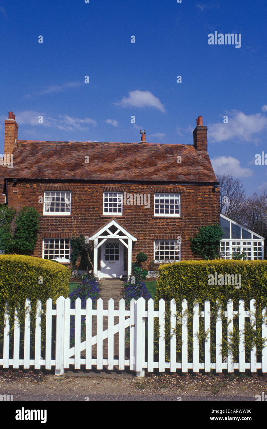 Matching Green, Essex, England. Late brick cottage with pretty