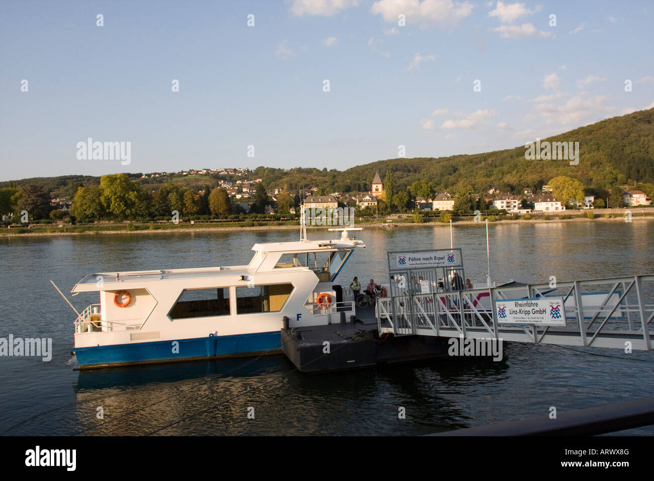 Remagen across River Rhine ferry to Erpel, Rhineland Germany Stock Photo