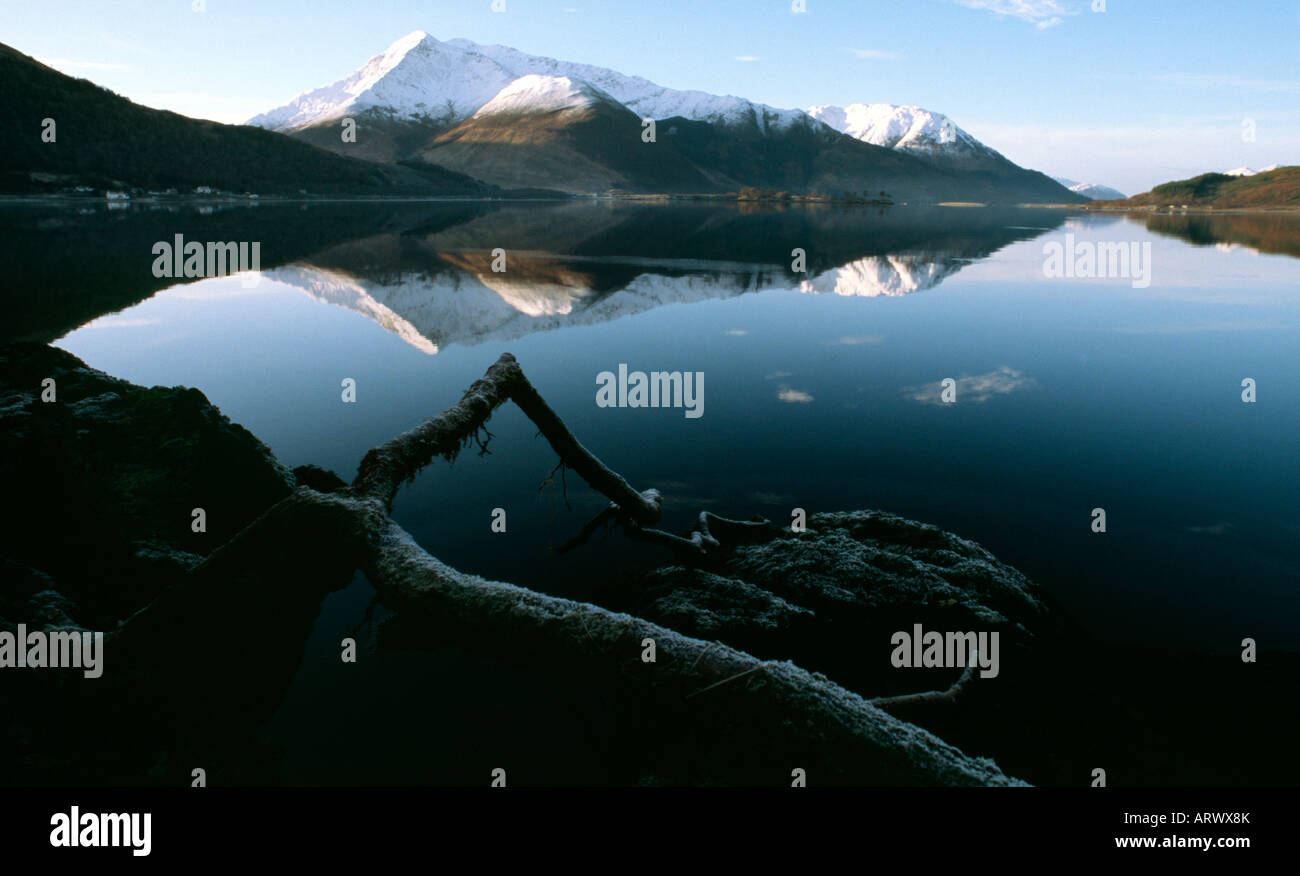 snowy mountains at Glen Coe Highlands Scotland United Kingdom of Great Britain Stock Photo