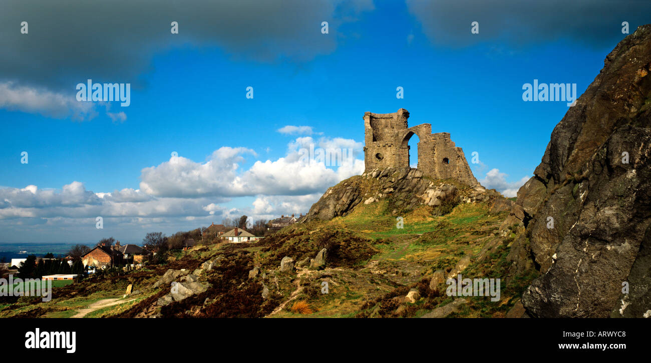 Cheshire Mow Cop Castle folly overlooking Cheshire plain Stock Photo