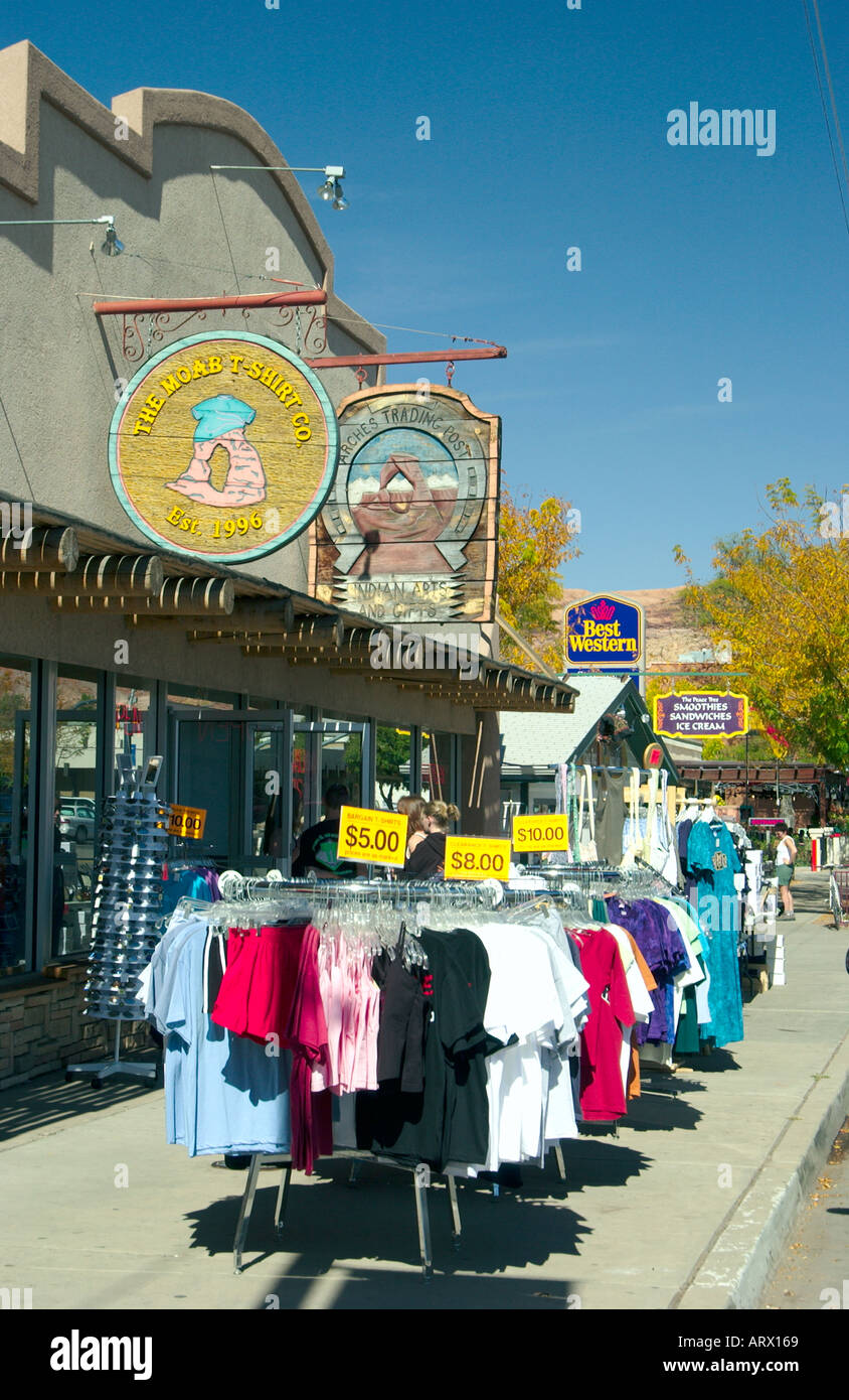 Sidewalk shopping in Moab Utah USA Stock Photo Alamy