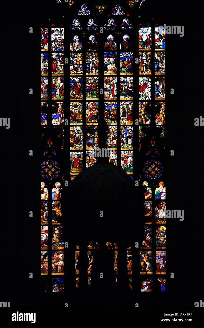 Stained glass windows inside Duomo The third largest church in the