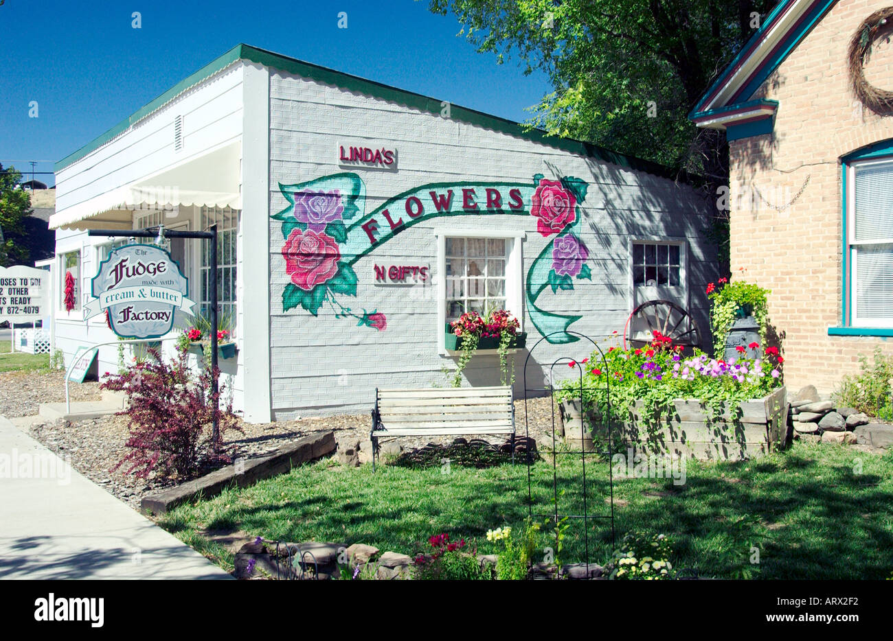 The Fudge Factory and Linda s Flower shop in Hotchkiss Colorado USA Stock Photo Alamy