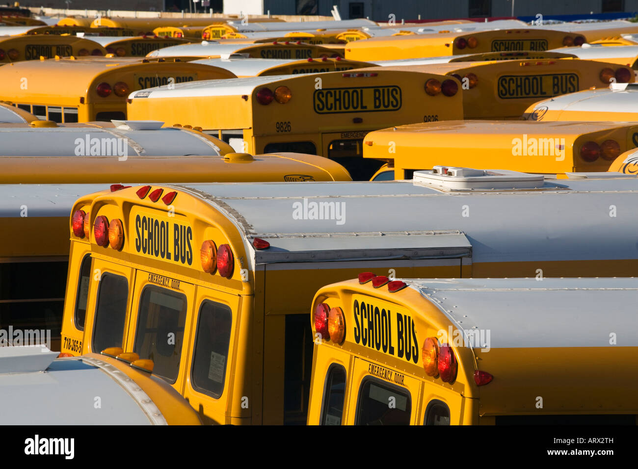 School bus yard near CONEY ISLAND NEW YORK CITY Stock Photo - Alamy