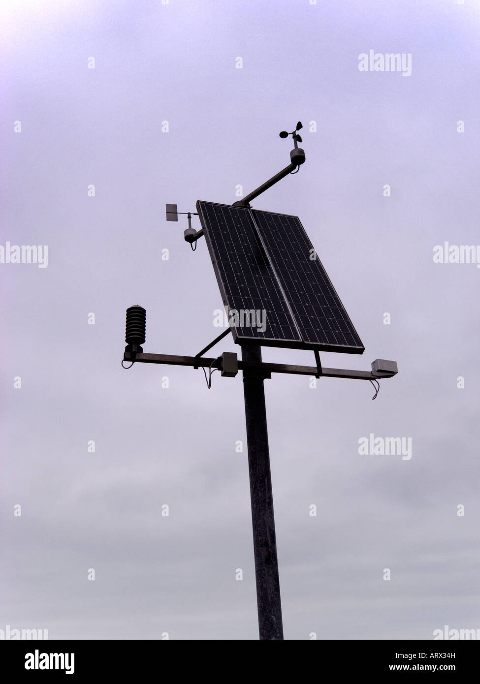 A solar powered anemometer weather monitoring station on the North