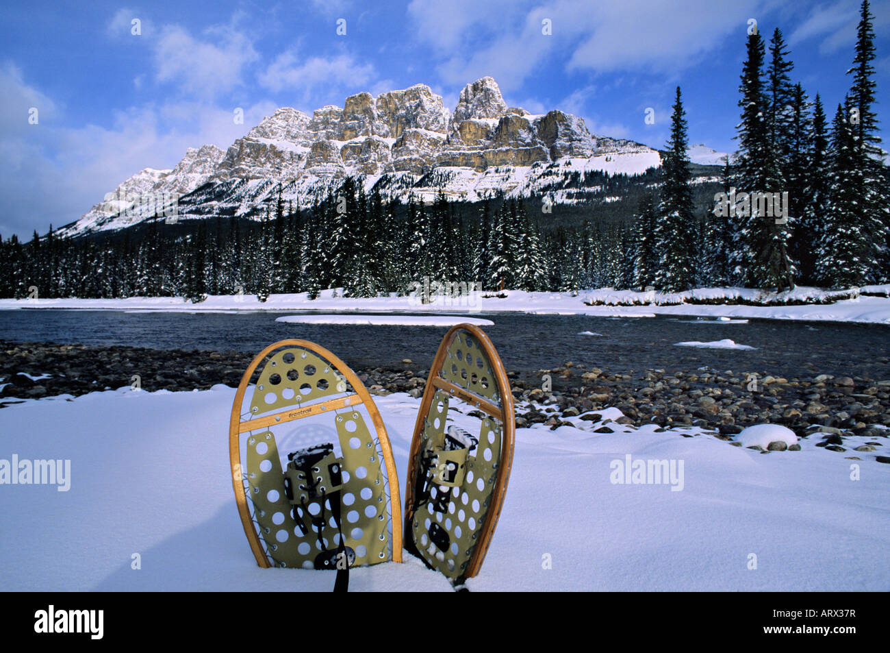 Snowshoes Bow River Castle Mountain Banff National Park Alberta Canada