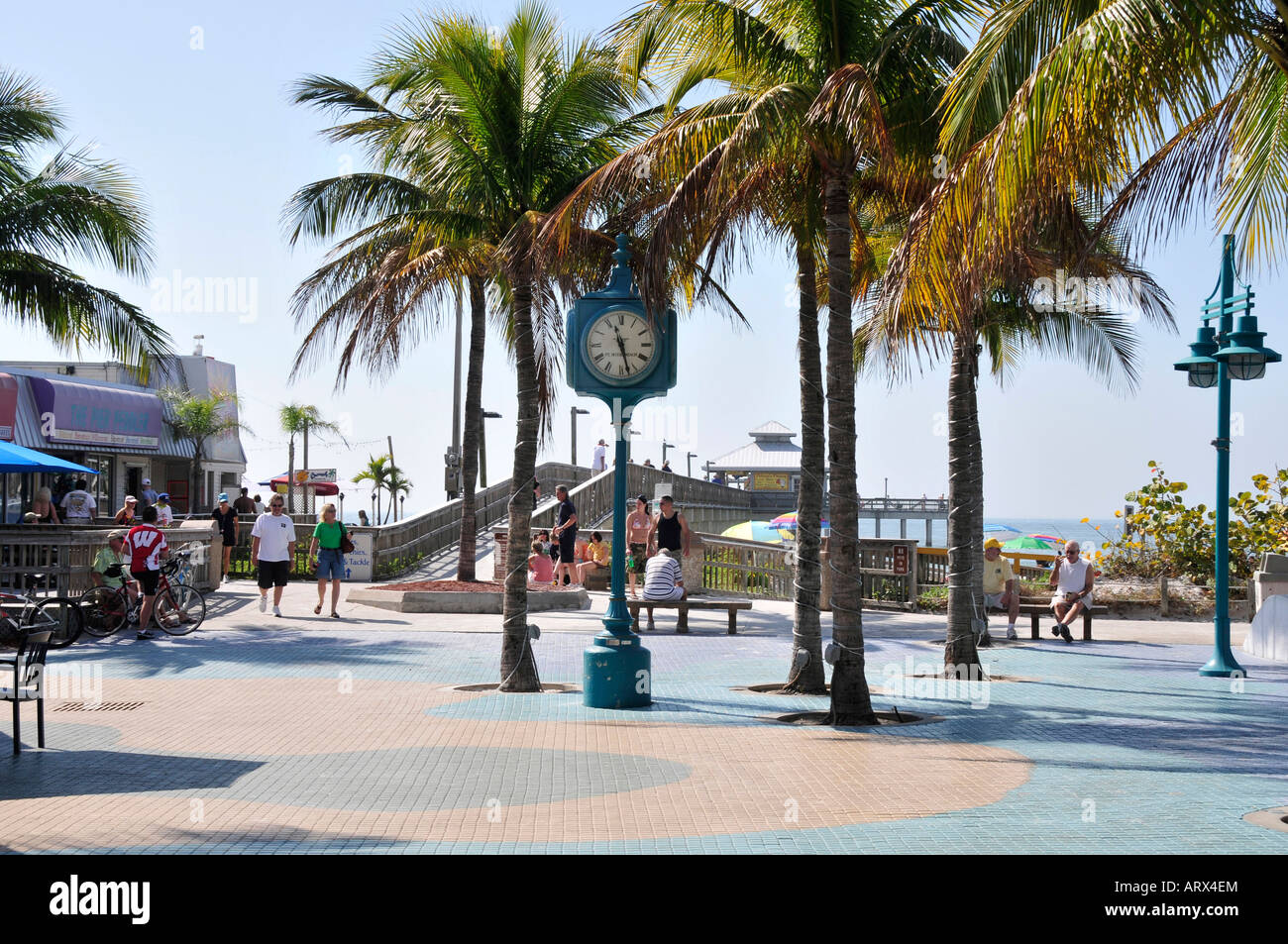Times Square at Fort Myers Beach Florida Stock Photo