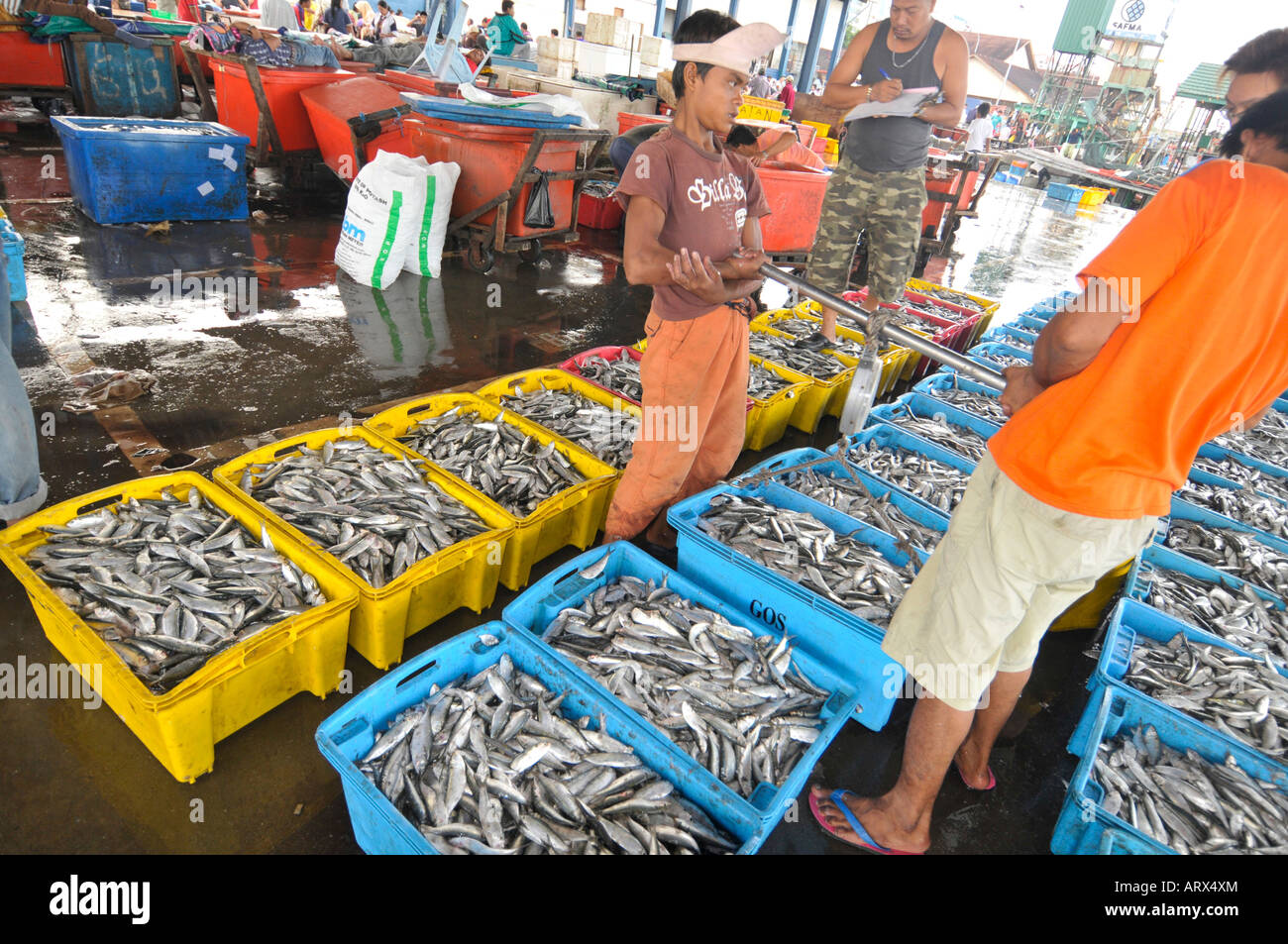 Fish or Wet Market in Kota Kinabulu capital of Sabah Northern Borneo Malaysia Stock Photo