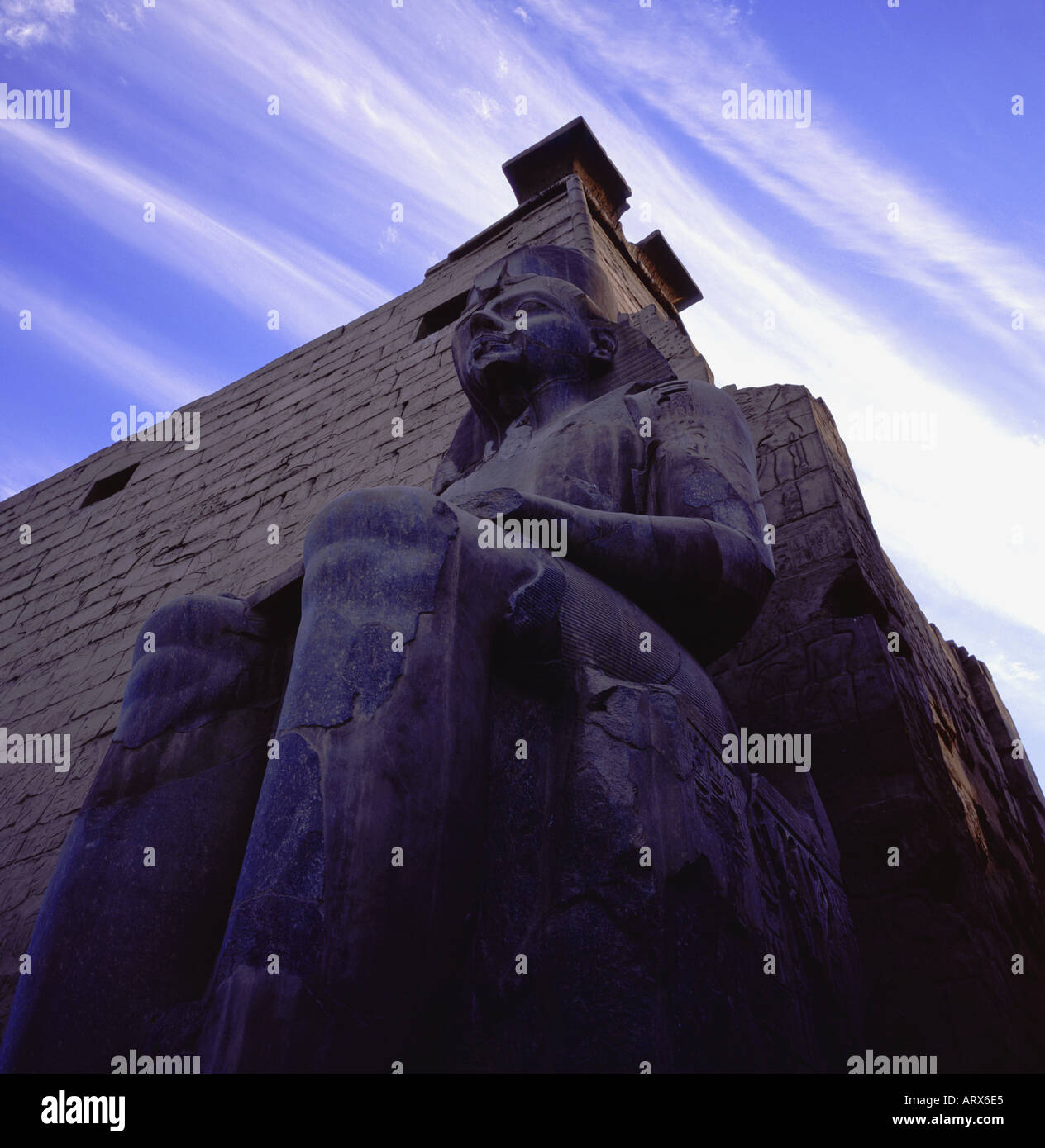 Monument of Pharaoh Ramzes the 2nd Carnac Luxor Temple Egypt Stock Photo