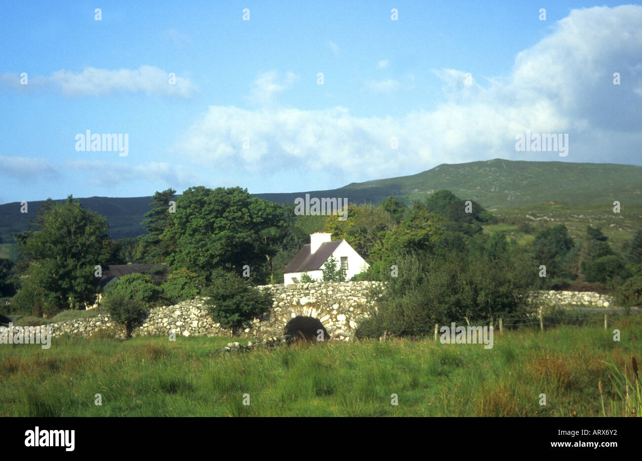 The Quiet Man bridge used as location in the film of that name at  Oughterard  County Galway Stock Photo
