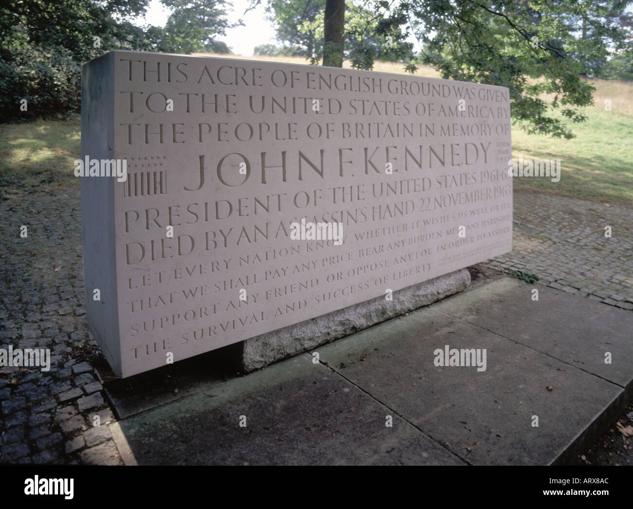 Egham Runnymede The John F Kennedy Memorial close to the Magna Carta Memorial Surrey England UK Stock Photo