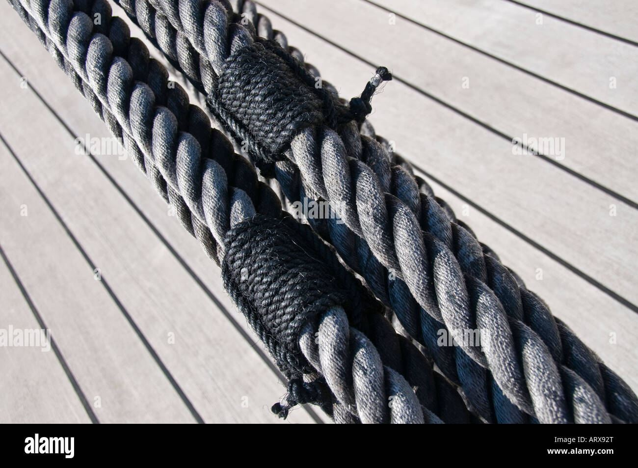 Mooring ropes of HMS Warrior Stock Photo - Alamy
