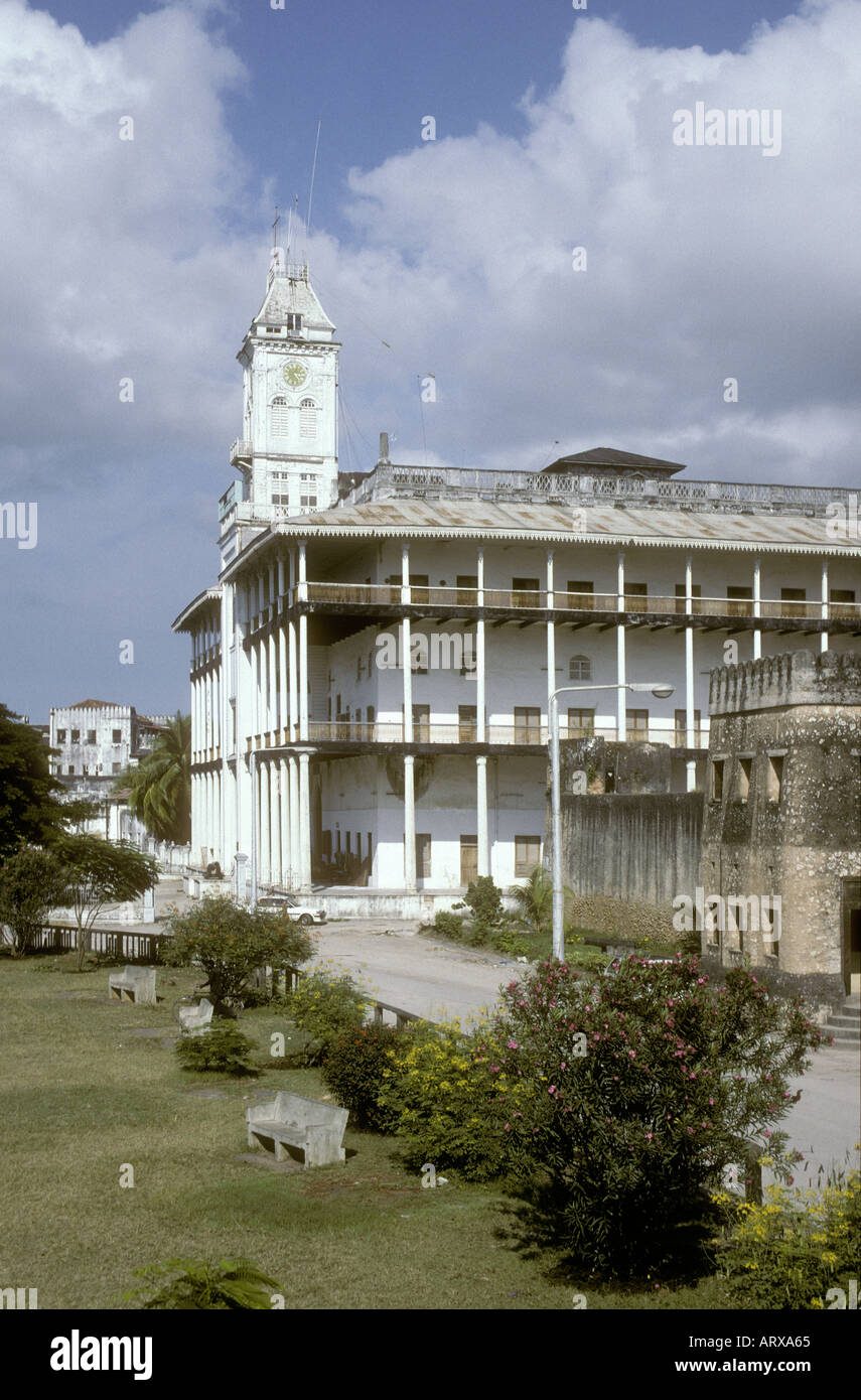 The House of Wonders or Beit el Ajaib and the Old Arab Fort in the stone town Zanzibar Tanzania East Africa Stock Photo