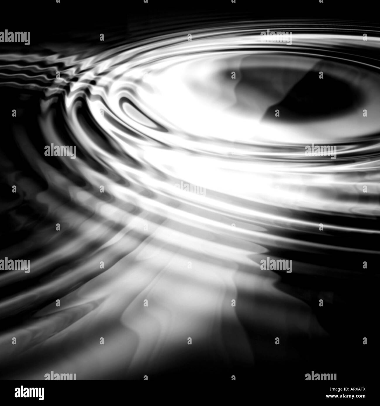 A black and white 3d rippled water - a very eerie scene. Stock Photo