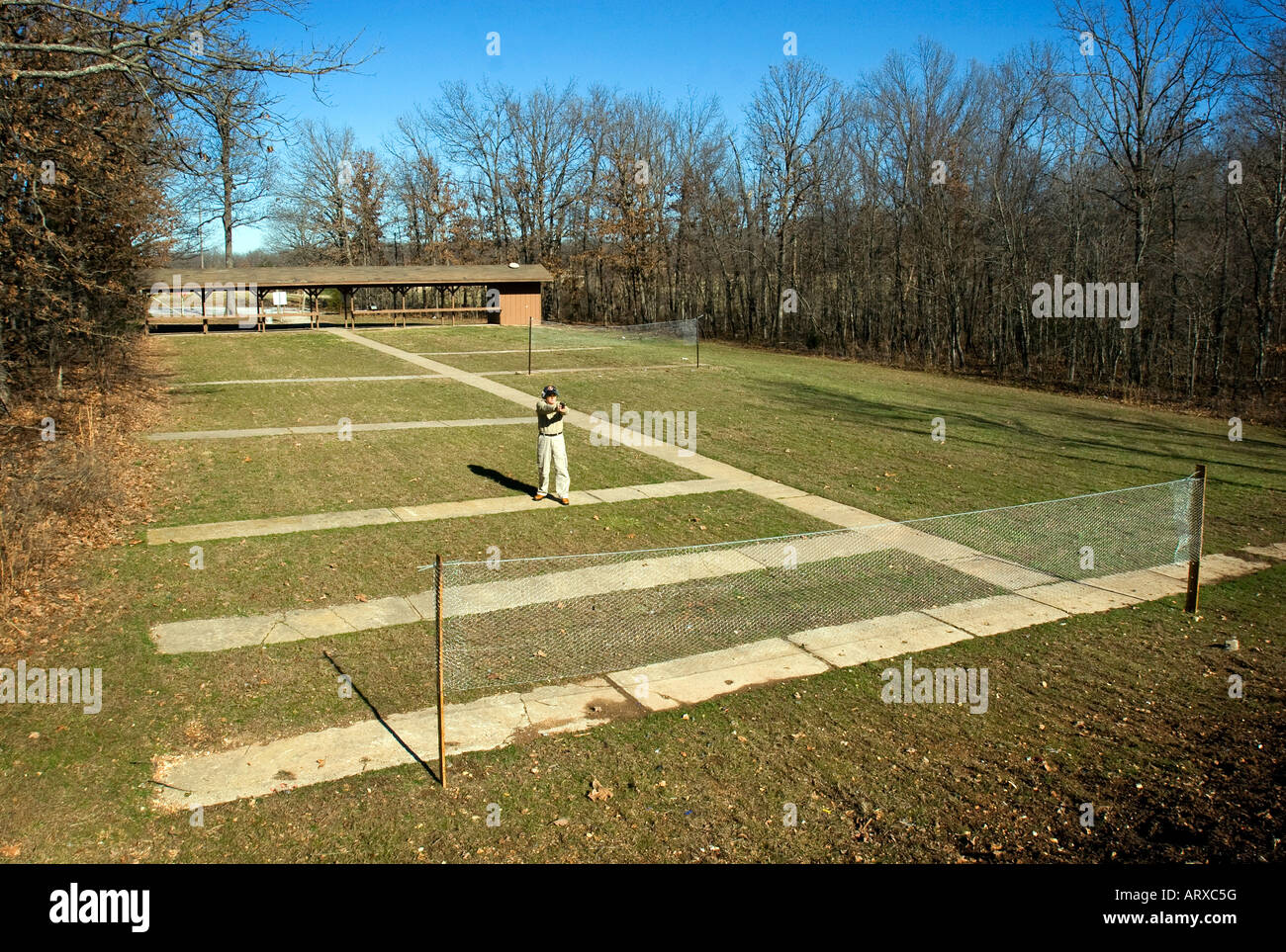 A gun enthusiast target shoots at the Bella Vista Property Owners