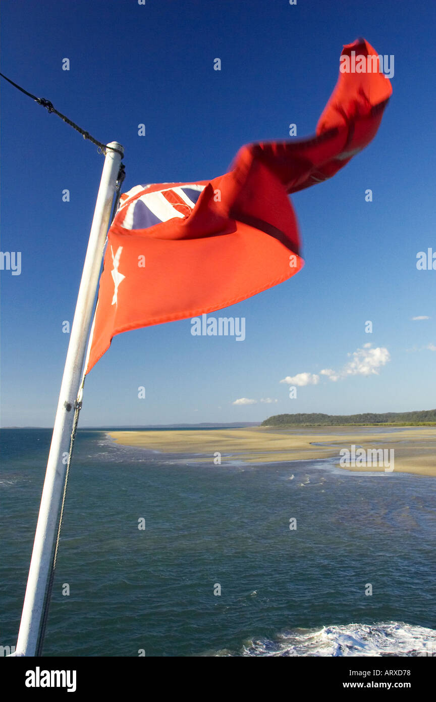 Australian Red Ensign Maritime Flag on Ferry K'gari / Fraser Island