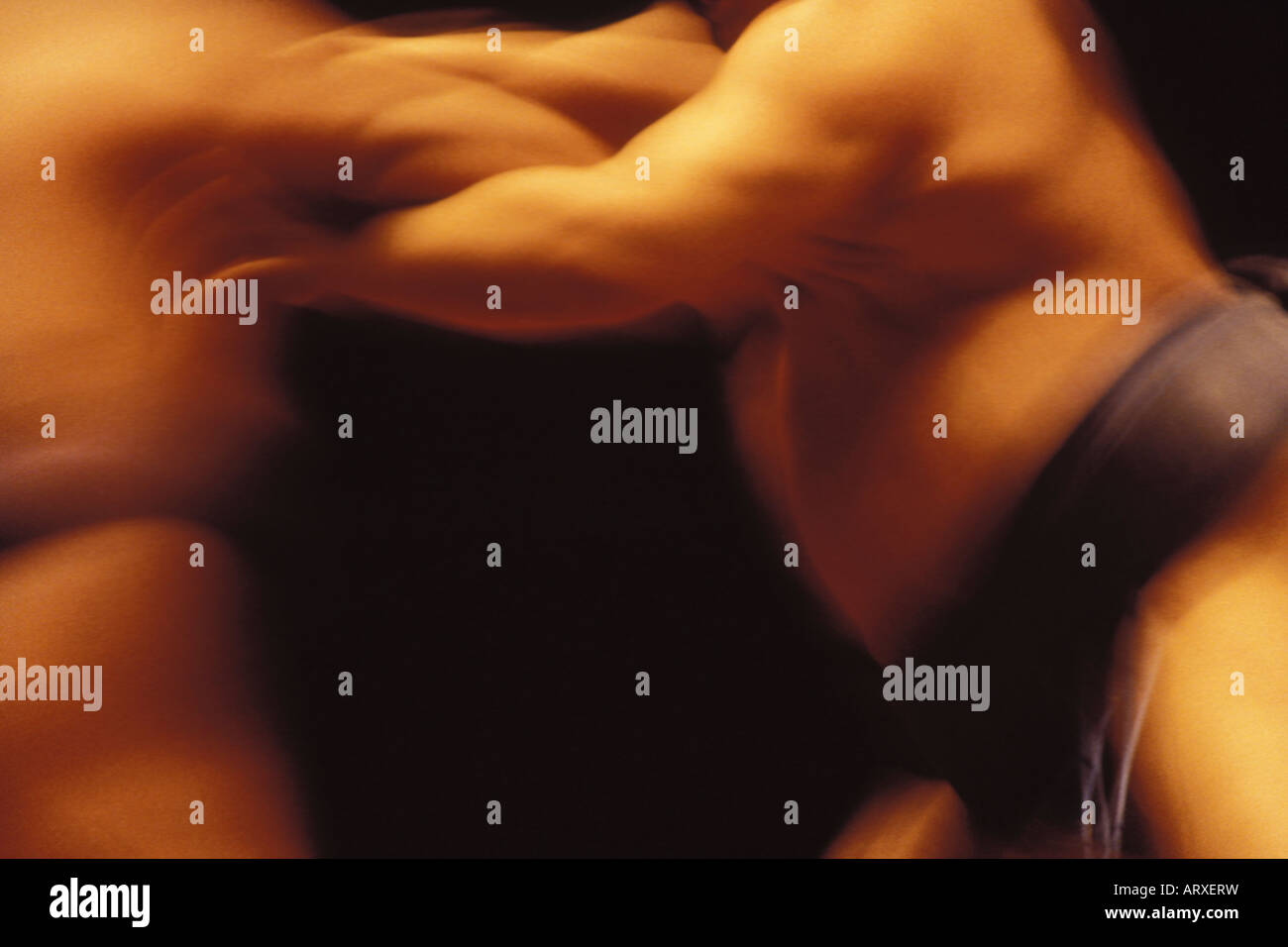 Two men Sumo wrestling Stock Photo