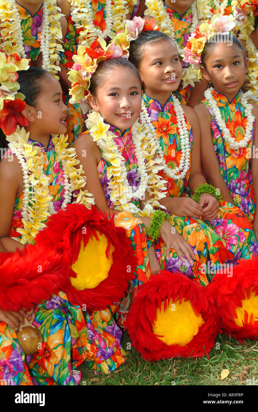 Children or 'keiki' from Halau Hula O Hokulani at the Lei Day