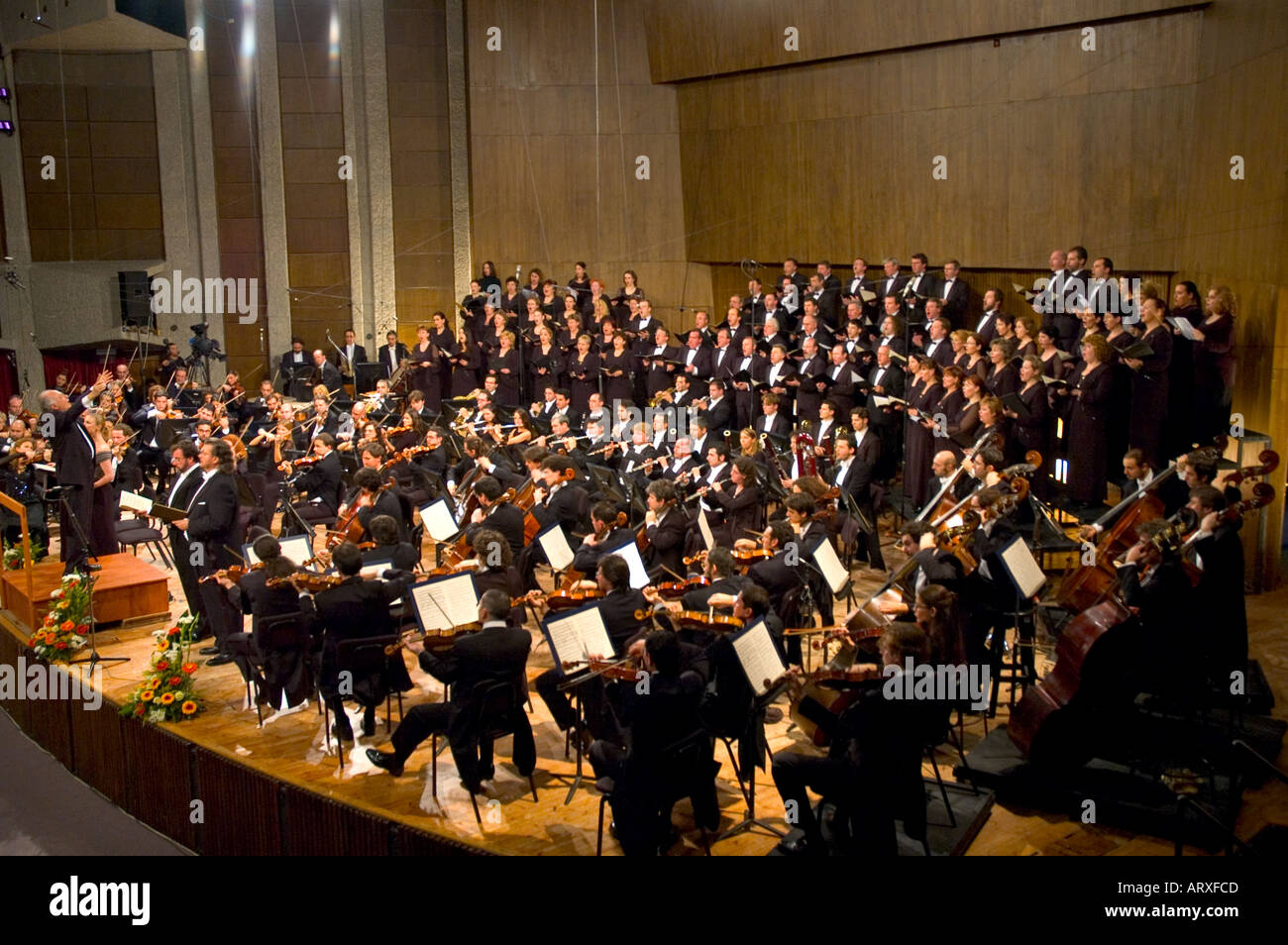 Israel Jerusalem Theatre concert hall orchestra and choir on the stage