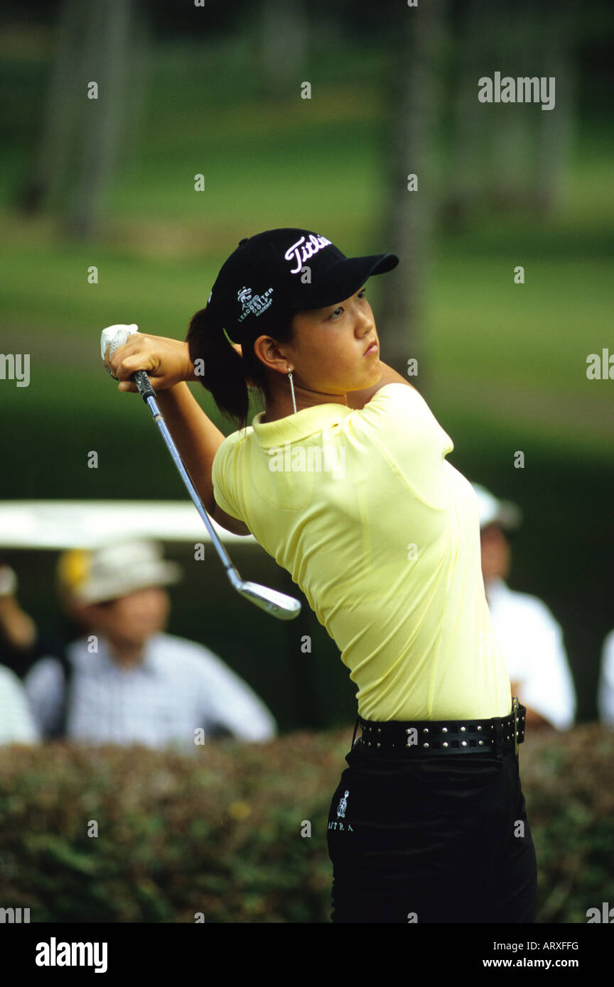 Golf prodigy and Honolulu teenager MIchelle Wie playing in a tournament at Pearl County Club, island of Oahu Stock Photo