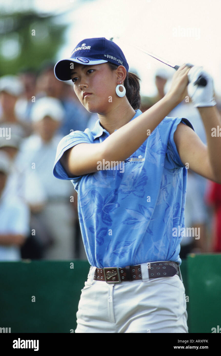 Golf prodigy and Honolulu teenager MIchelle Wie playing in the Sony Open at Waialae Country Club, Kahala, island of Oahu Stock Photo