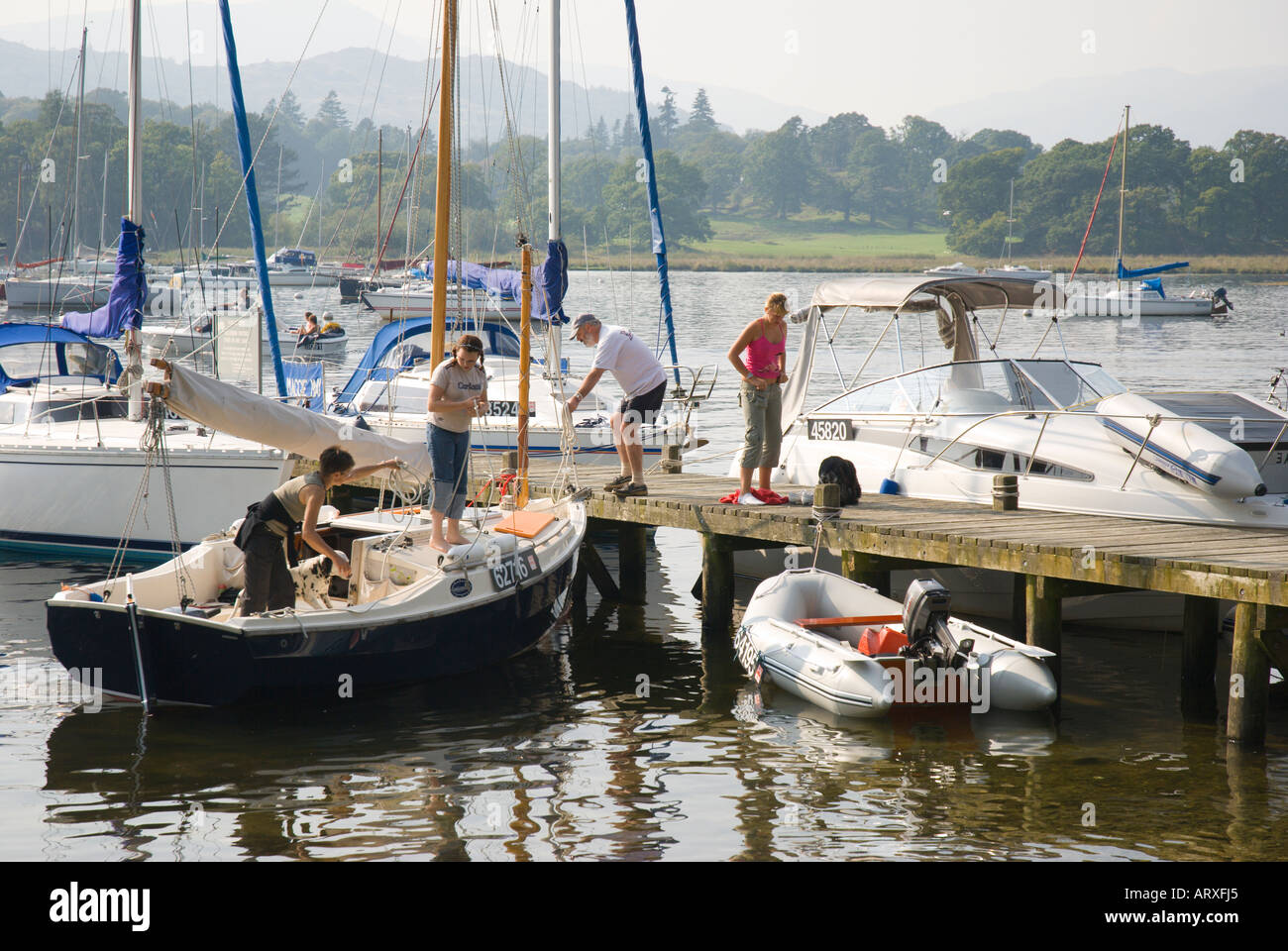 Boating at Waterhead Ambleside on Lake Windermere English Lake District