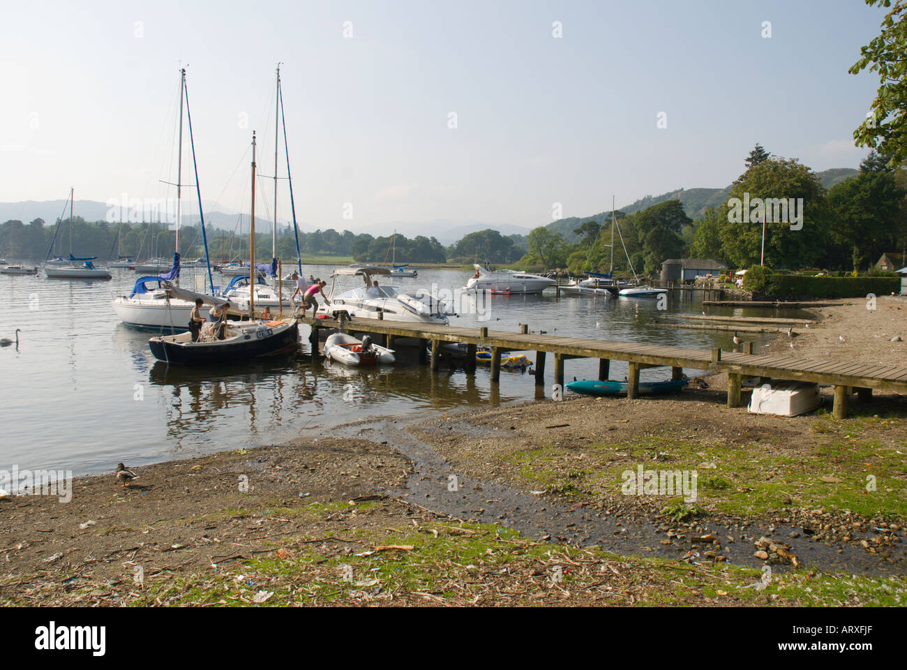 Boating at Waterhead Ambleside on Lake Windermere English Lake District