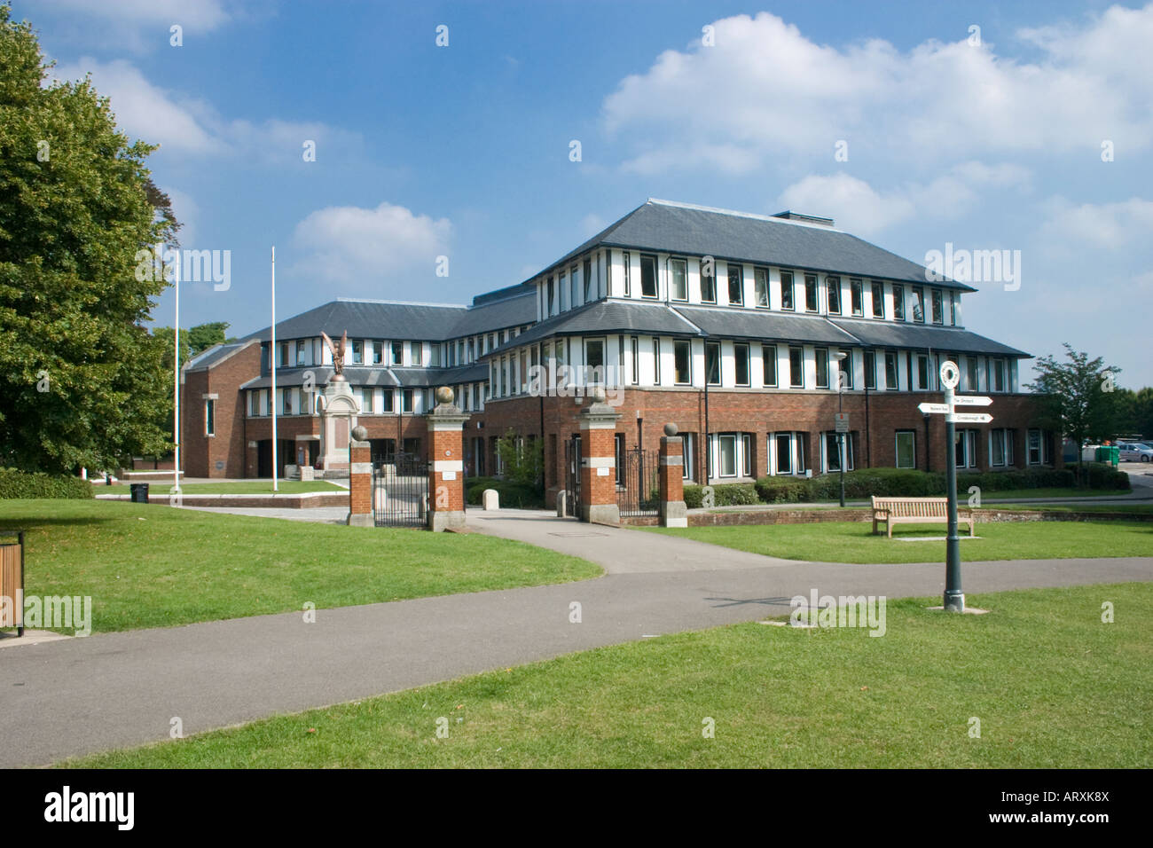 Council offices from park in central Basingstoke Hampshire Stock Photo