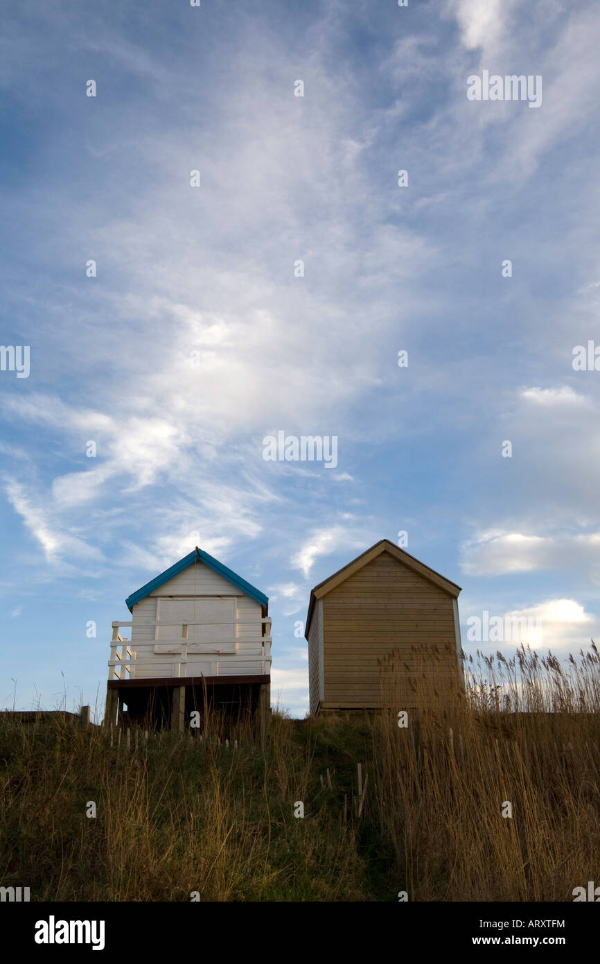 Beach Huts at Chapel Point Lincolnshire Coast England Stock Photo