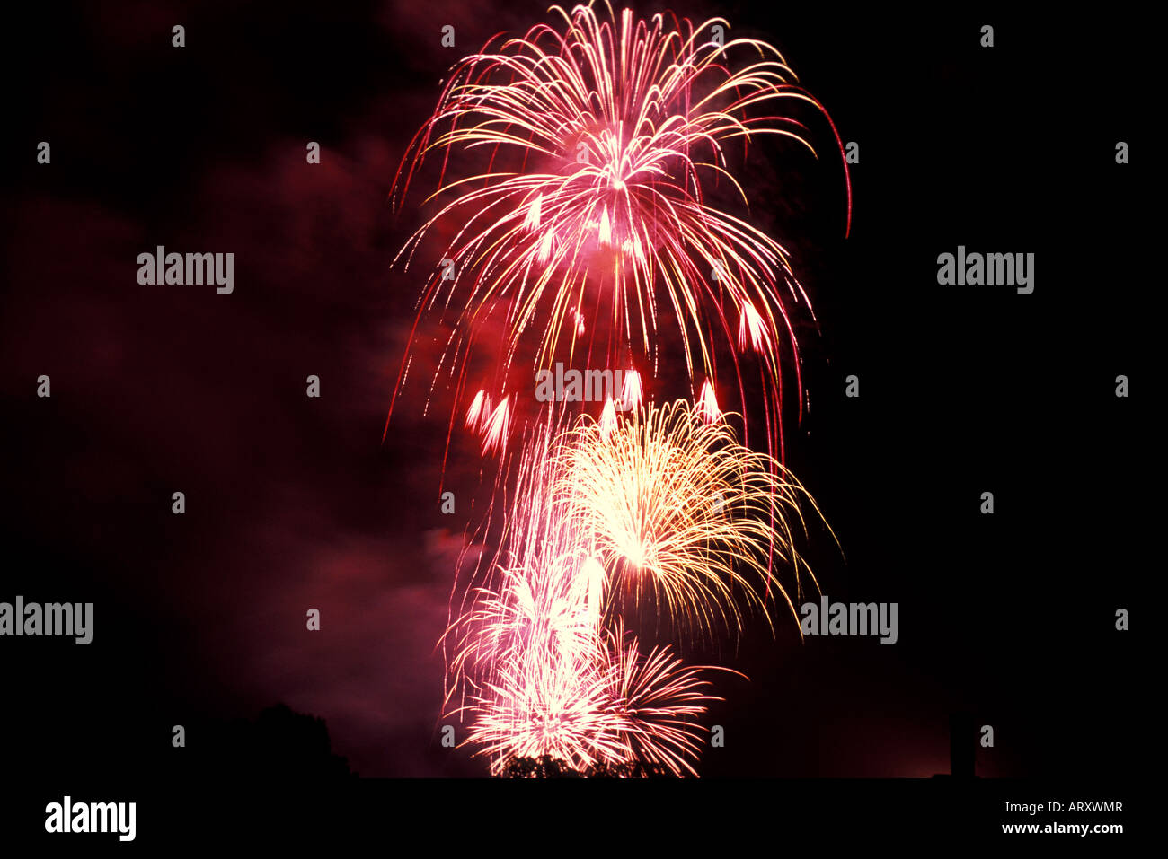 Schofield barracks 4th of July fireworks display, Oahu Stock Photo Alamy