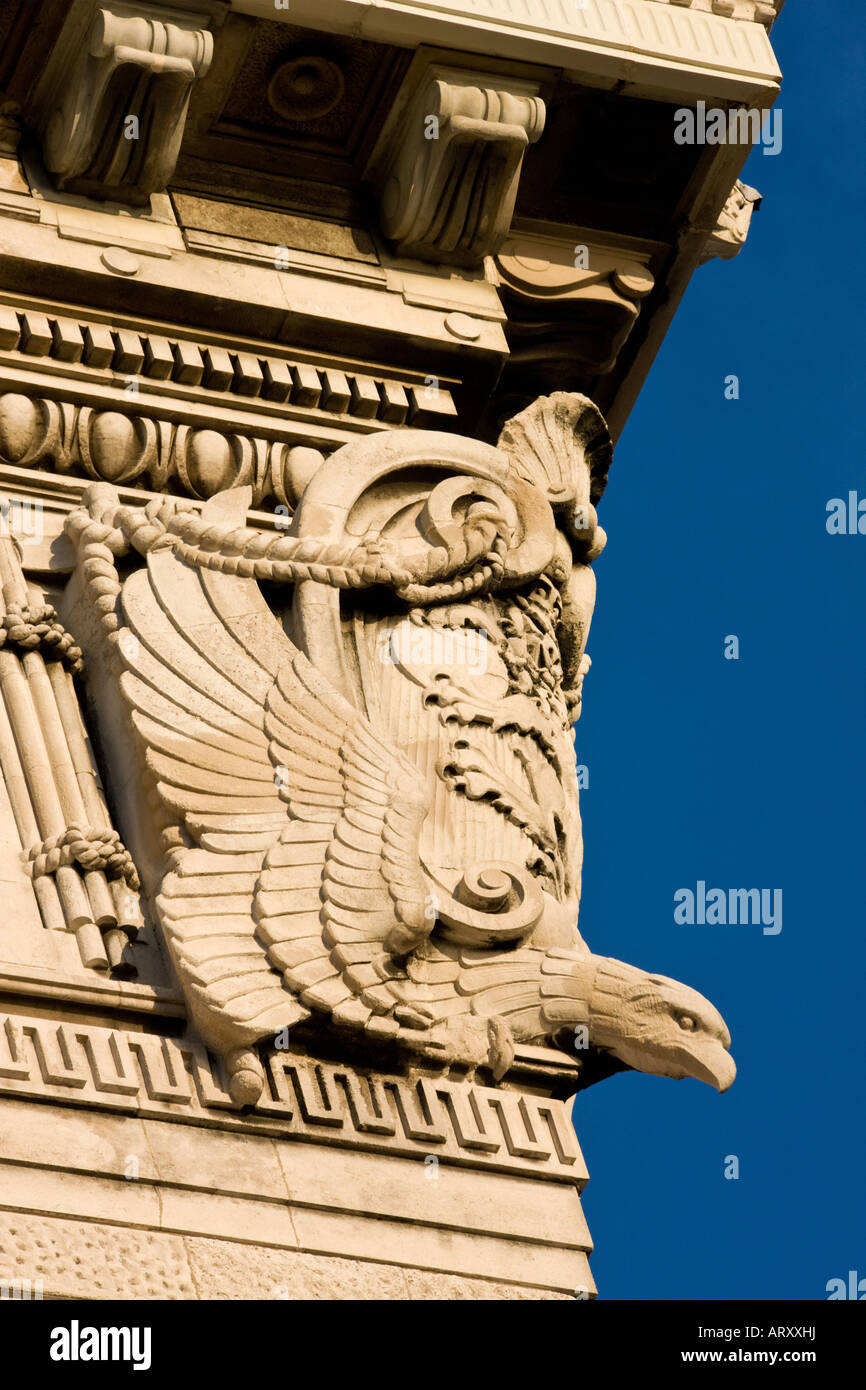 Architectural detail on Liver Building in Liverpool in the UK Stock Photo