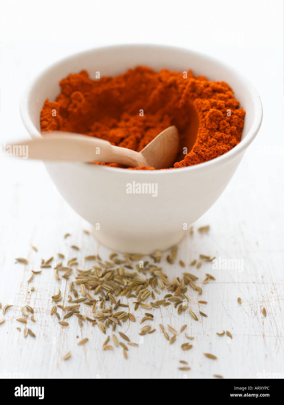 Bowl of chilli powder and fennel seeds - high end 61mb Hasselblad digital image Stock Photo