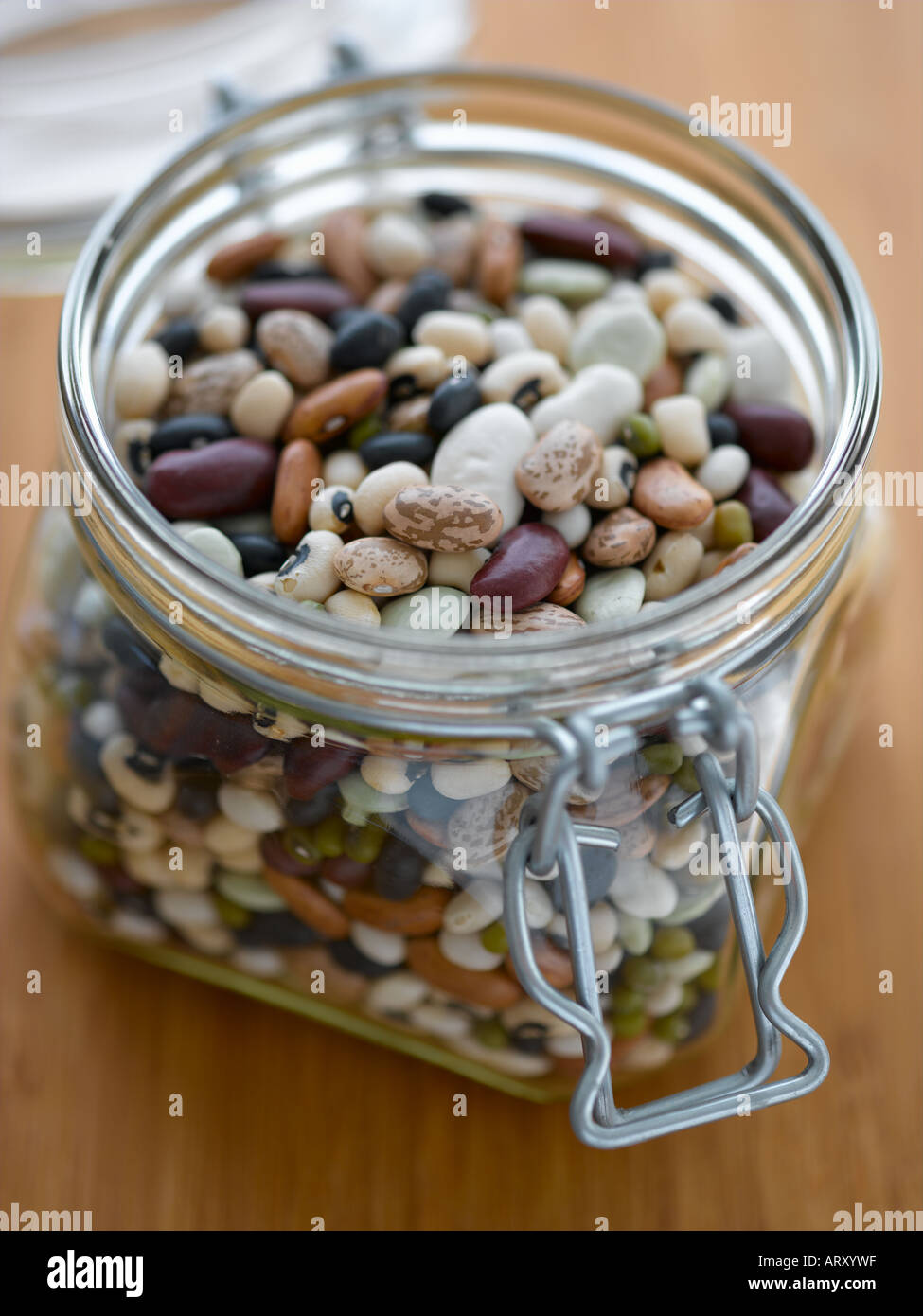 Mixed dried beans in kilner jar Stock Photo Alamy