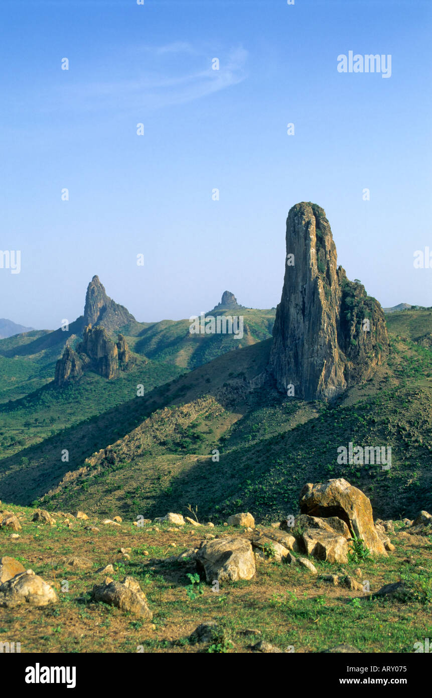 Kapsiki peak, Volcanic plugs near Rhumsiki, Mandara Mountains, Cameroon Stock Photo