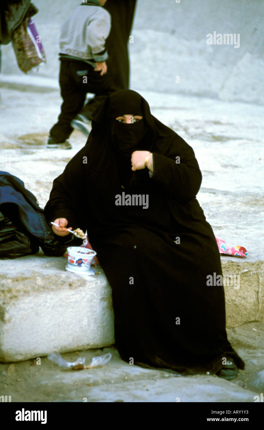 Cairo, Egypt woman having lunch Stock Photo