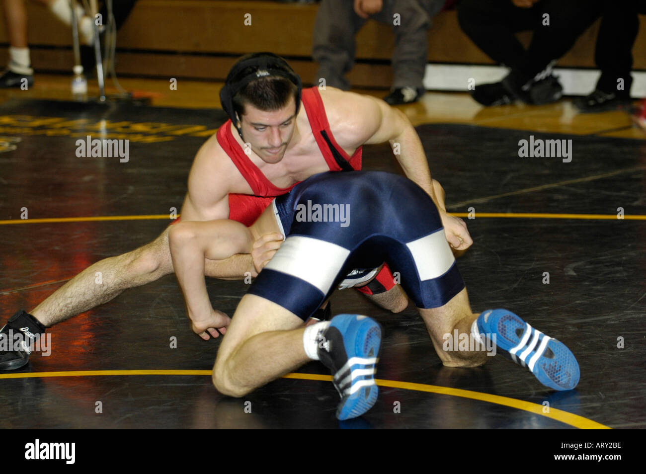High School Wrestling action Port Huron Michigan Stock Photo