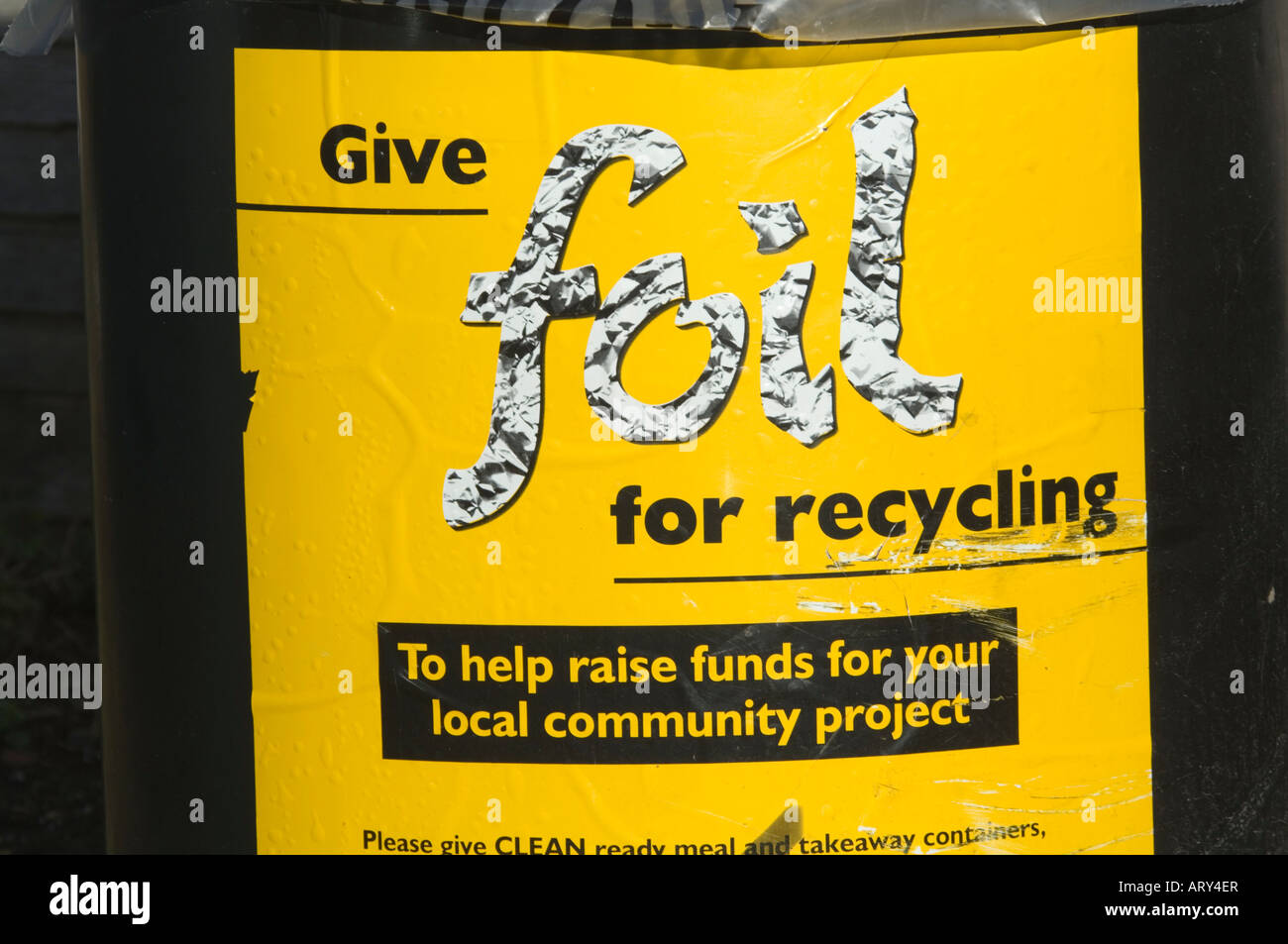 Foil Recycling Bin Shalford Surrey UK Stock Photo Alamy
