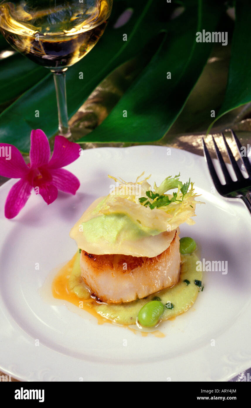 Close up of prepared food at the Cuisines of the Sun food festival at the Maunalani Bay Resort on the Big Island in July 2001 Stock Photo