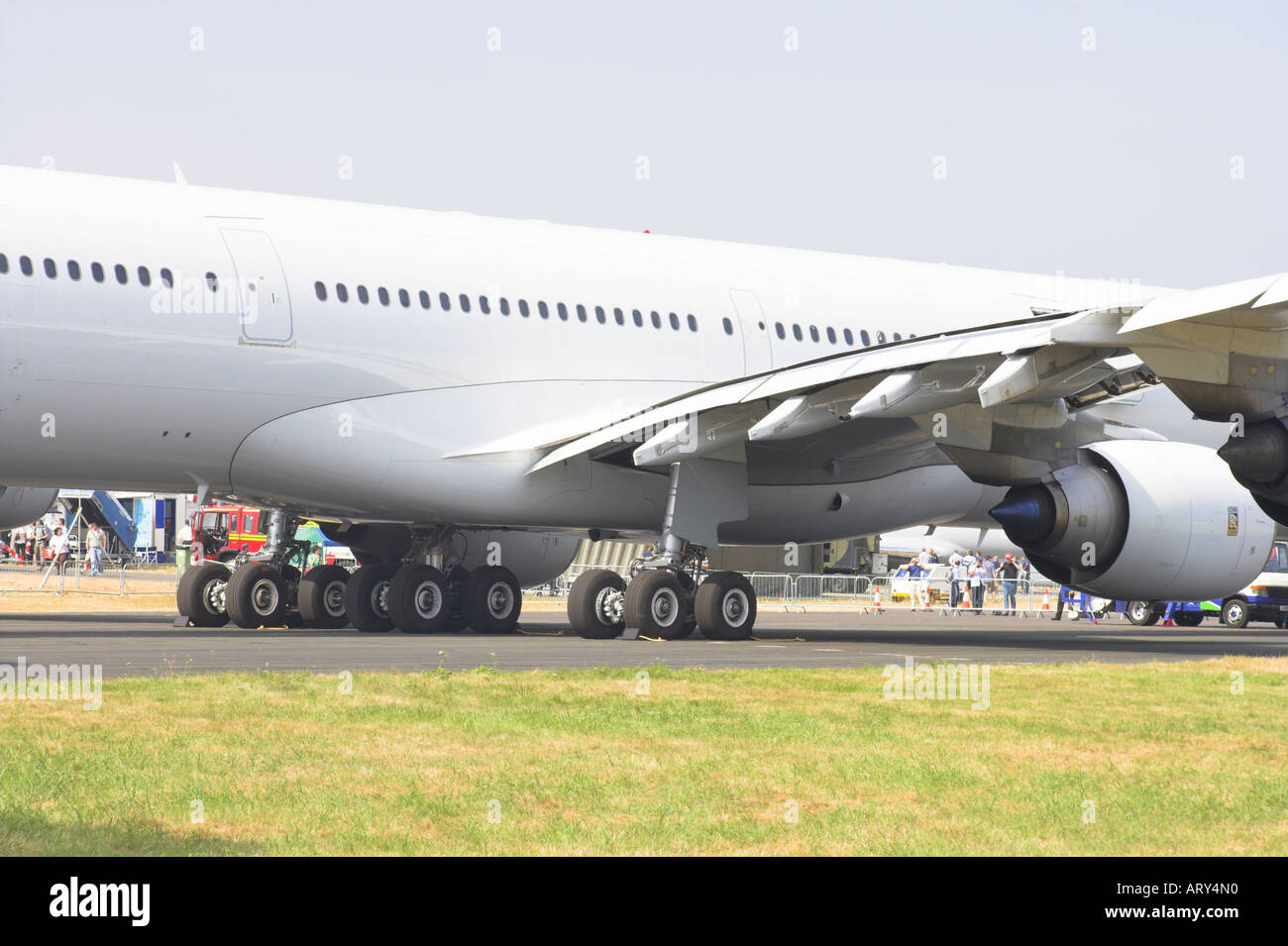 Airbus A340 600 mid fuselage and undercarriage Stock Photo