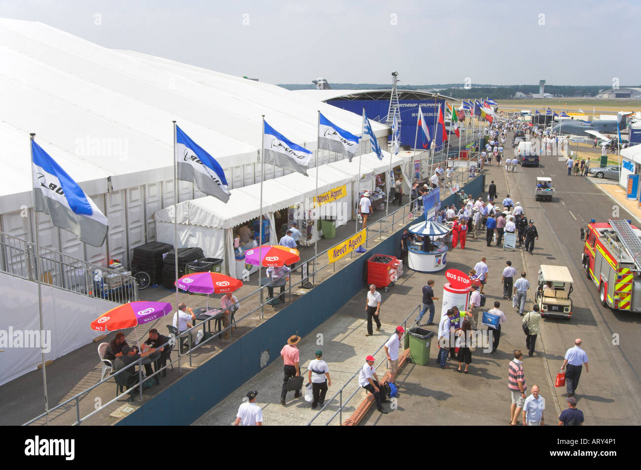View of the Farnborough Airshow 2006 from the Media Centre balcony Stock Photo