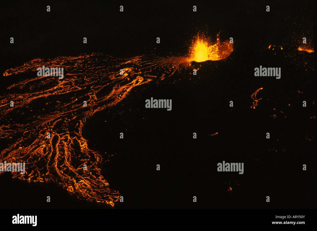 Fountaining eruption from Kilauea's first eruption in 1983 at puu oo