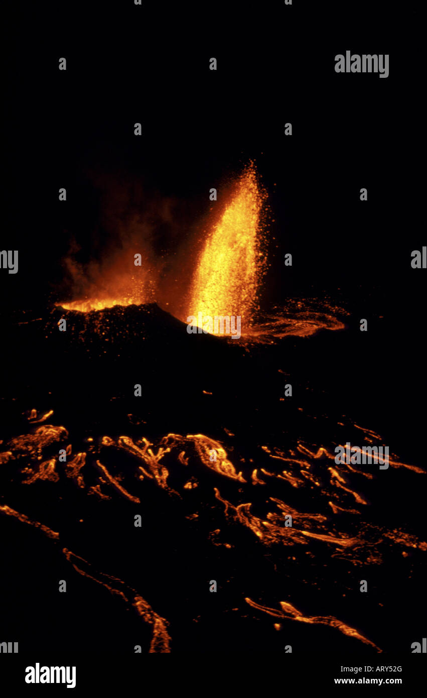 Fountaining eruption from Kilauea's first eruption in 1983 at puu oo