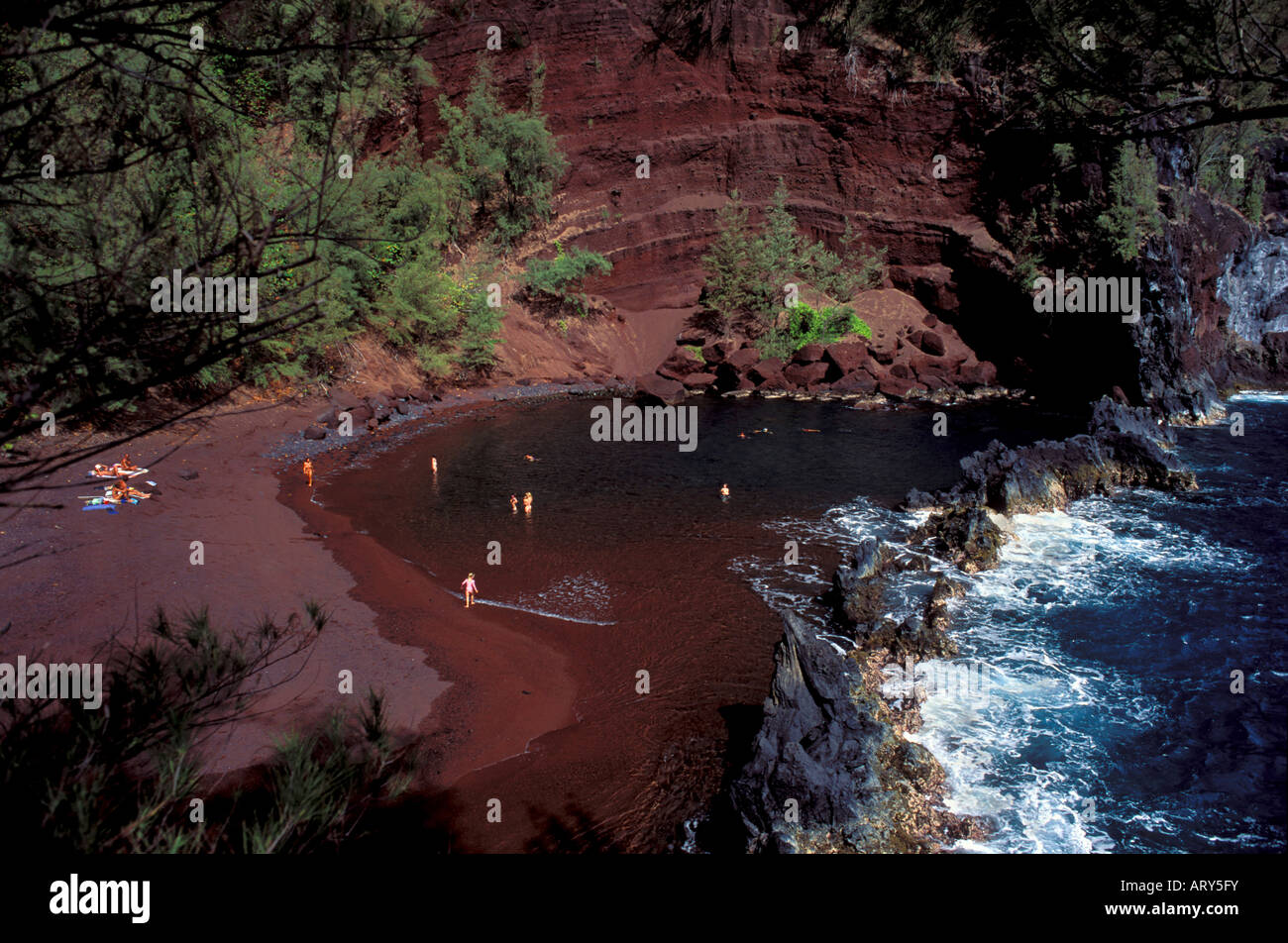 Kaihalulu Beach, Hana,Maui also known as Red Sand Beach Stock Photo Alamy