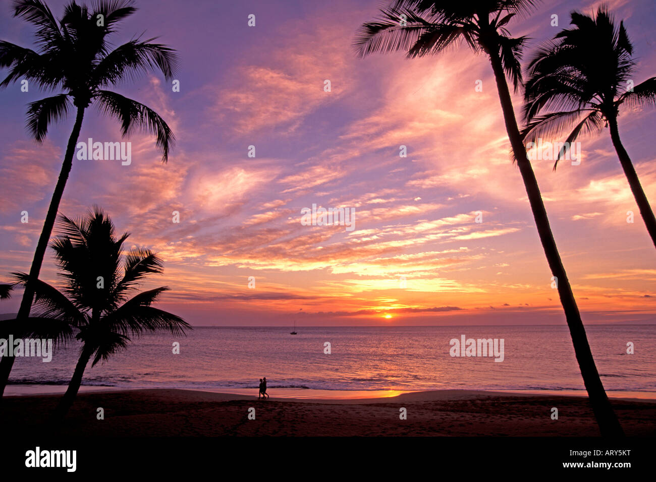 Sunset, Kihei, Maui Stock Photo Alamy