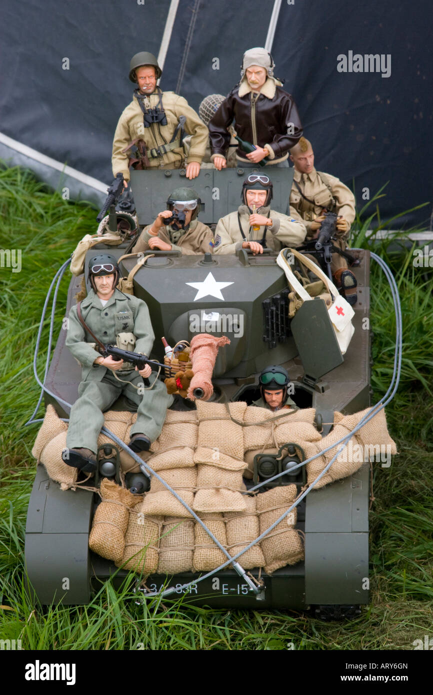 Action men figures dressed in World War II army soldier's uniforms