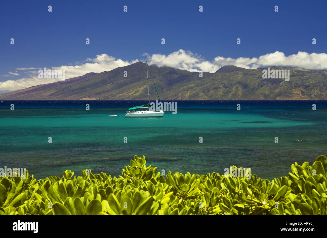 Kapalua, Maui with the island of Molokai in the distance Stock Photo