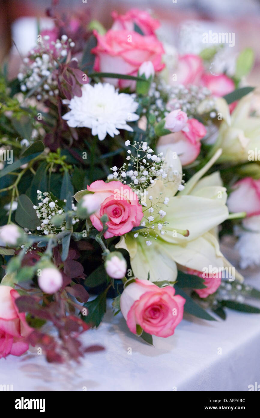 Wedding reception table decoration. Stock Photo