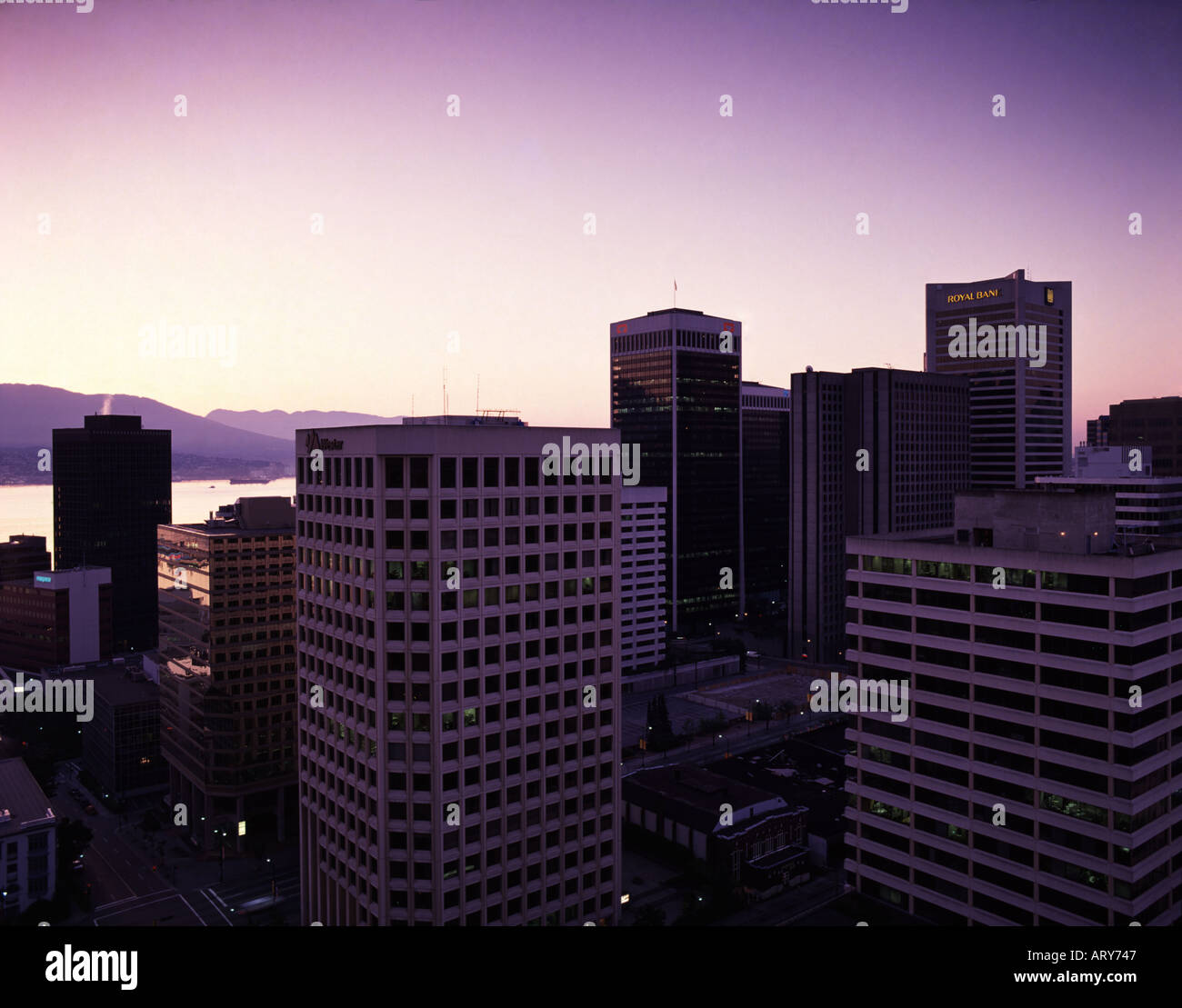 Downtown Vancouver skyline at night Stock Photo - Alamy