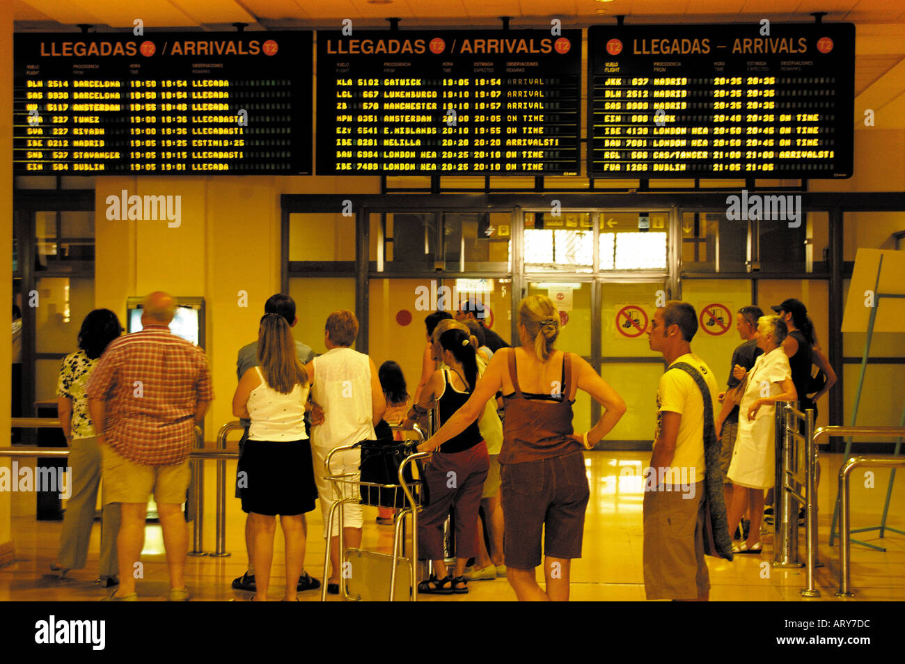Spain Malaga arrival hall in Pablo Ruiz Picasso airport Stock Photo