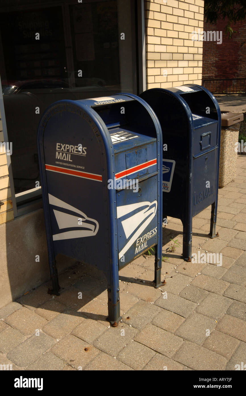 US Mail boxes. Found on most corners of any US town or city Stock Photo